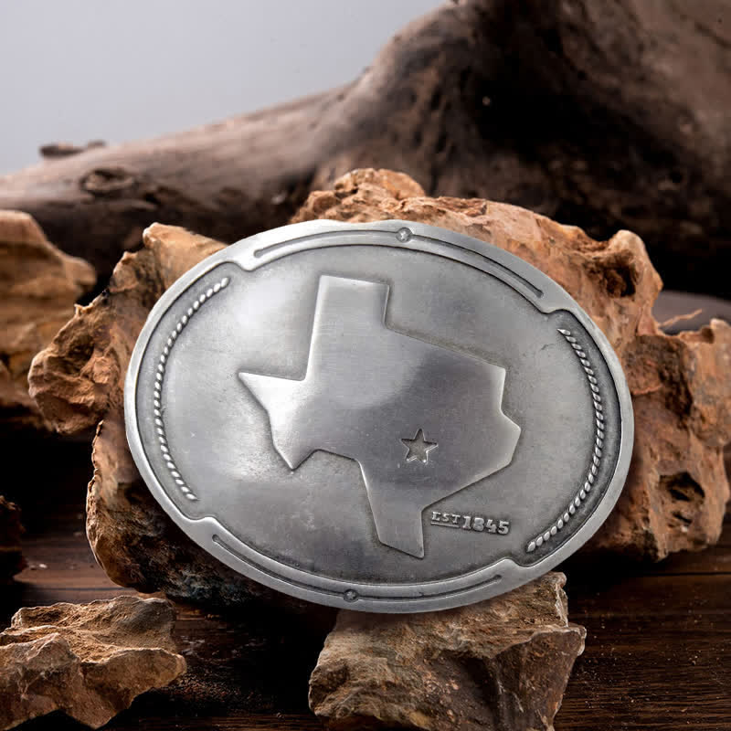Cintura in pelle con fibbia porta birra creativa fai da te con mappa dello stato del Texas da uomo
