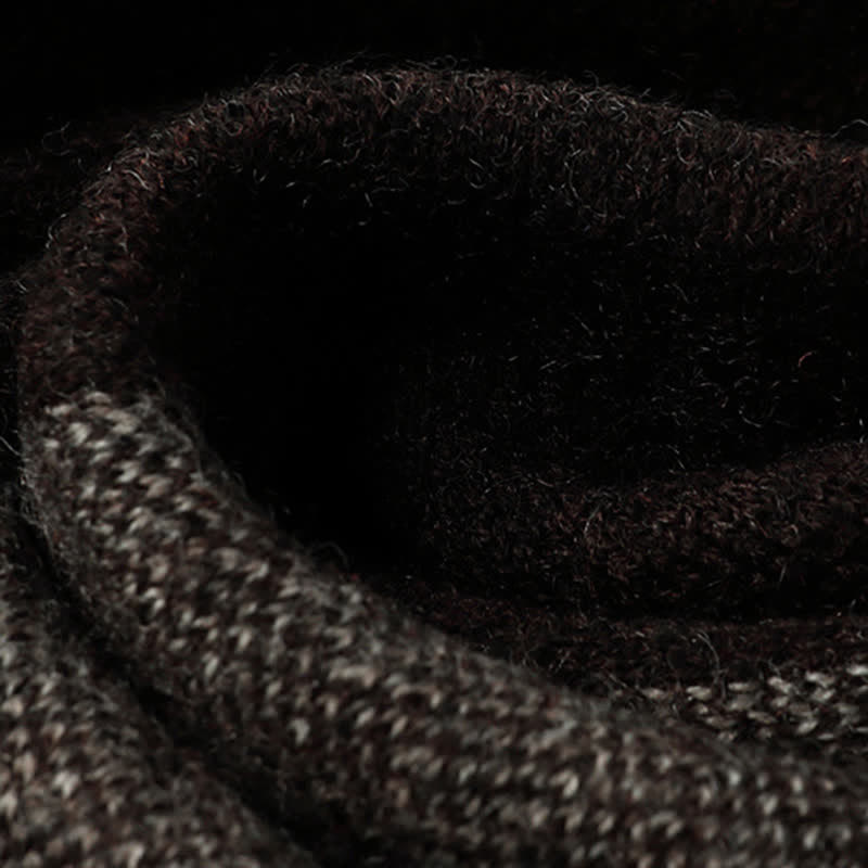 Sciarpa da uomo in lana a quadri e blocchi di colore a contrasto