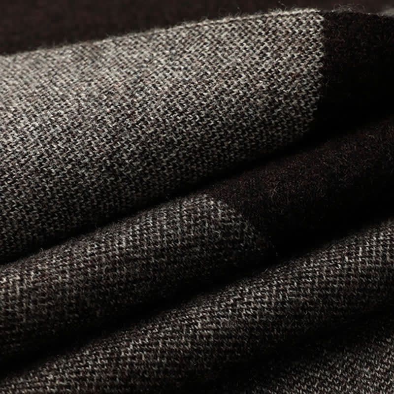 Sciarpa da uomo in lana a quadri e blocchi di colore a contrasto