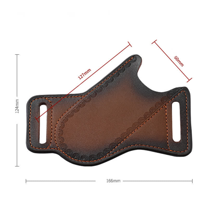 Borsa da cintura in pelle con fodero per coltello pieghevole portautensili marrone