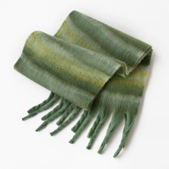 Sciarpa unisex in mohair con nappe a contrasto di colore arcobaleno