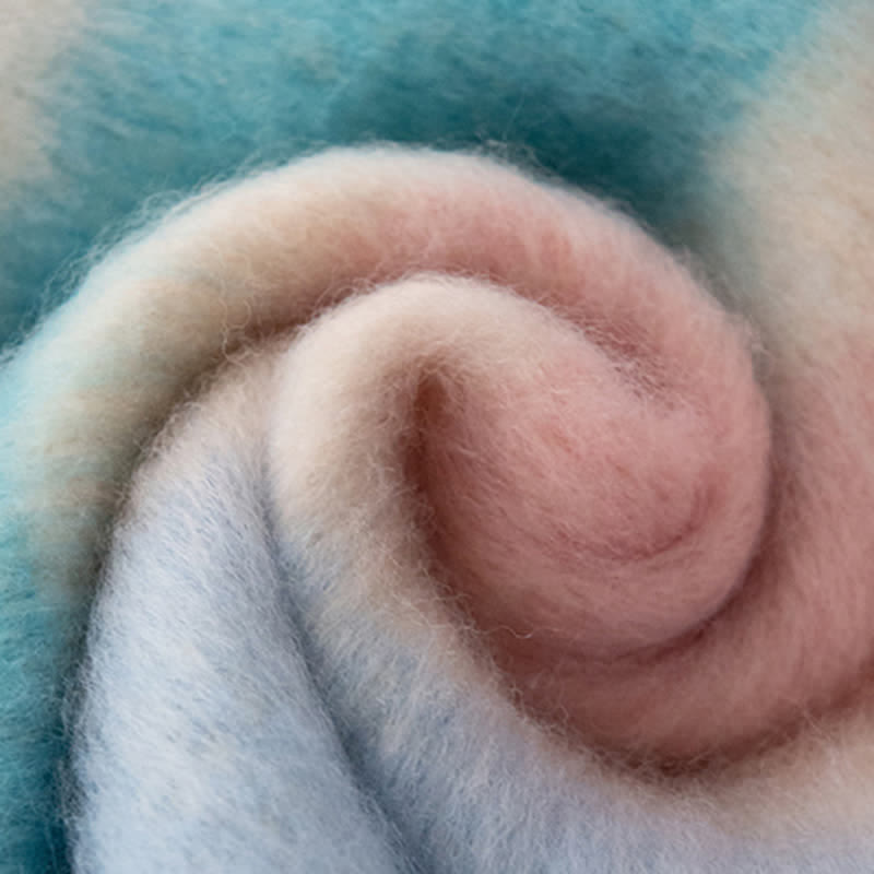 Sciarpa unisex in mohair con nappe a contrasto di colore arcobaleno