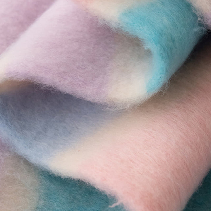 Sciarpa unisex in mohair con nappe a contrasto di colore arcobaleno