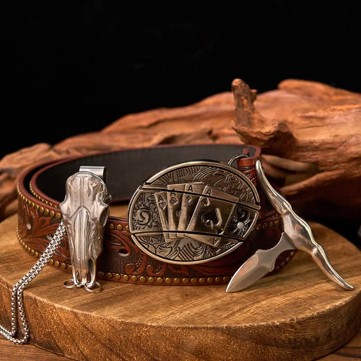 Gadget Western fai da te, fibbia per coltello nascosto, ciondolo a forma di toro Longhorn