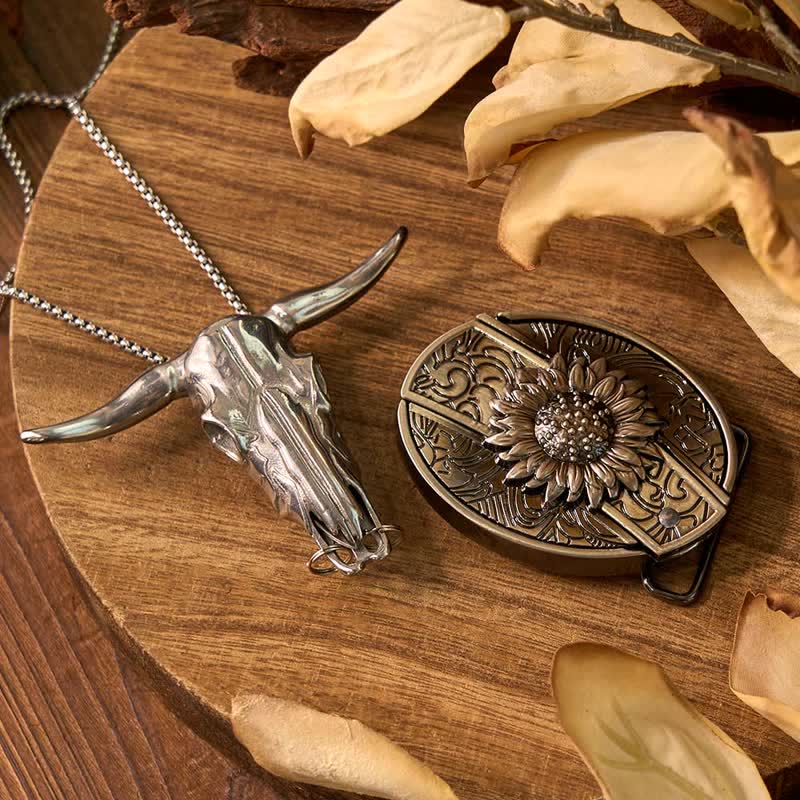 Gadget Western fai da te, fibbia per coltello nascosto, ciondolo a forma di toro Longhorn