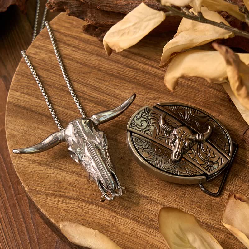 Gadget Western fai da te, fibbia per coltello nascosto, ciondolo a forma di toro Longhorn