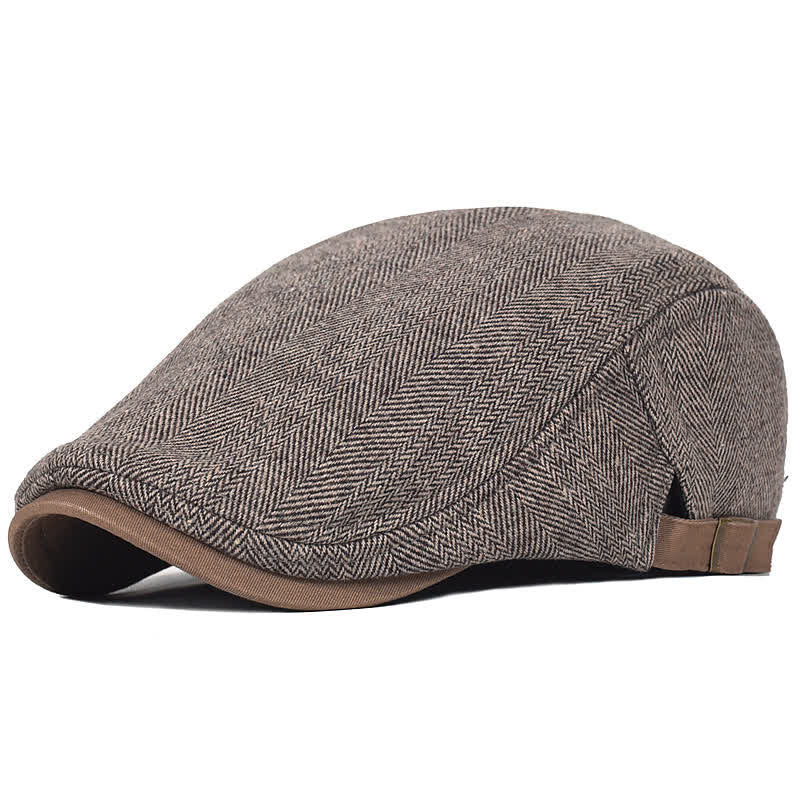 Cappello invernale a spina di pesce in lana spesso e caldo