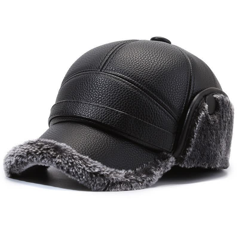 Cappello da baseball con paraorecchie in pile di pelle PU