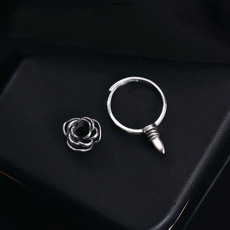 Anello regolabile staccabile con fiore di rosa attorcigliato per autodifesa - image 0