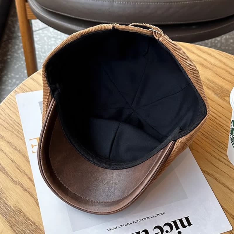 Cappello basco avanzato retrò in velluto a coste autunno inverno