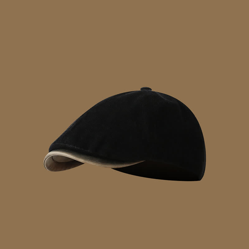 Cappello basco avanzato retrò in velluto a coste autunno inverno