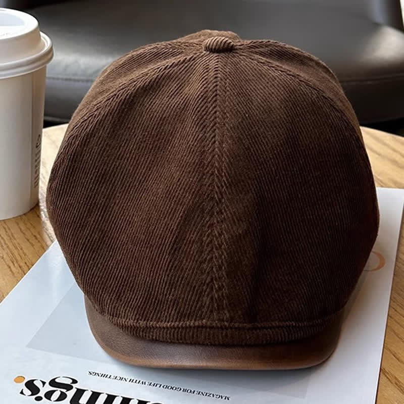 Cappello basco avanzato retrò in velluto a coste autunno inverno