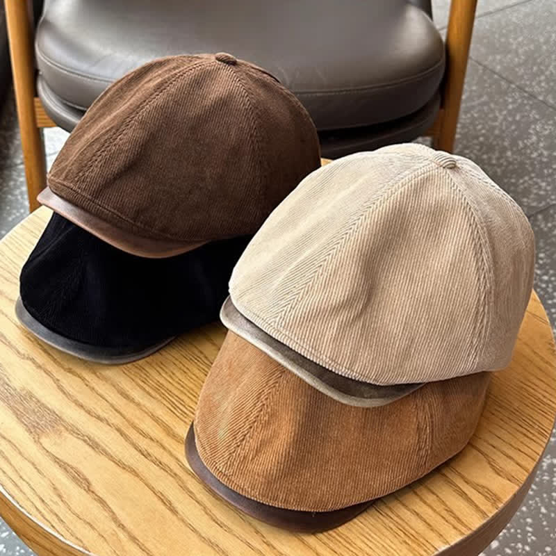 Cappello basco avanzato retrò in velluto a coste autunno inverno