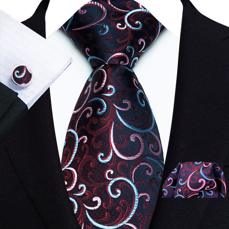 Set di 3 cravatte da uomo con motivo a spirale rosa e blu