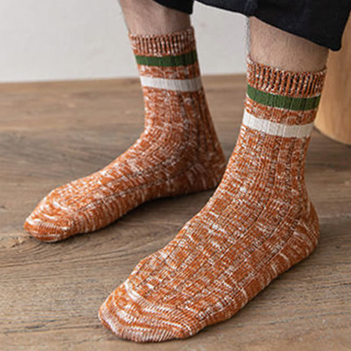 10 paia di calzini a righe con stampa a fiocchi di neve