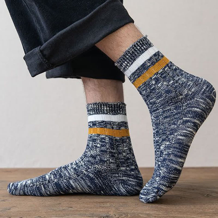 10 paia di calzini a righe con stampa a fiocchi di neve