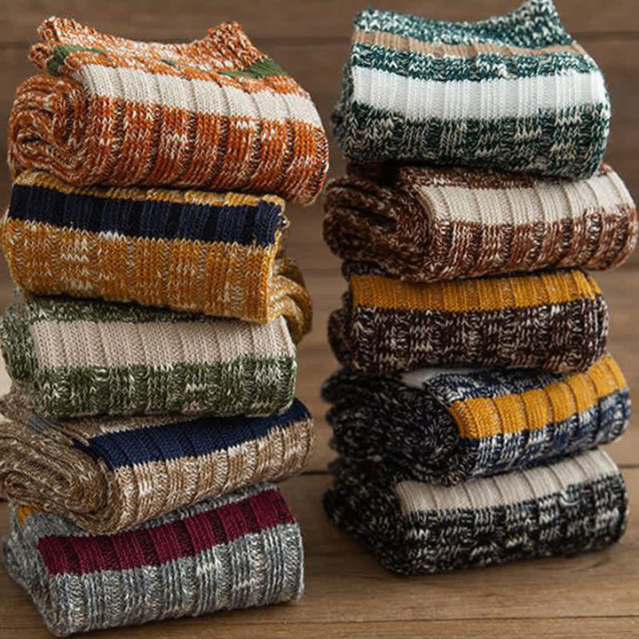 10 paia di calzini a righe con stampa a fiocchi di neve