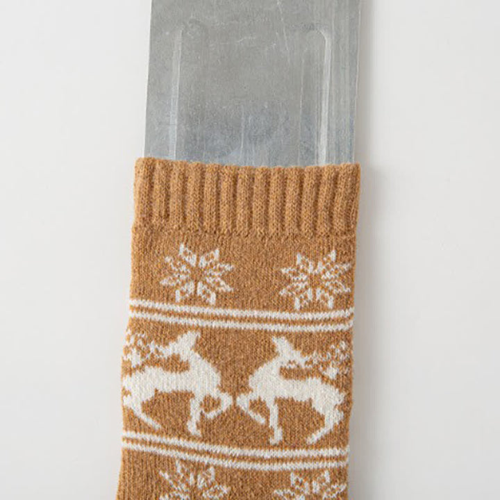 5 paia di calzini in cotone con stampa di fiocchi di neve e alci