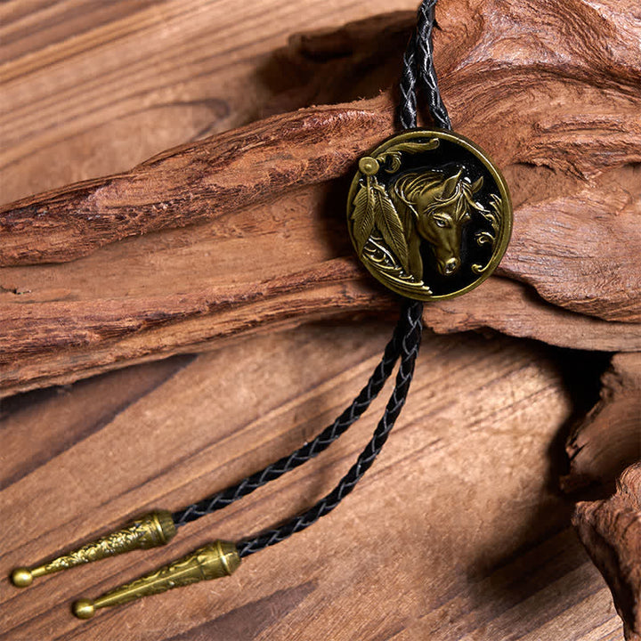 Set di cravatte Bolo con ancora blu navy e cavallo retrò Flying Eagle