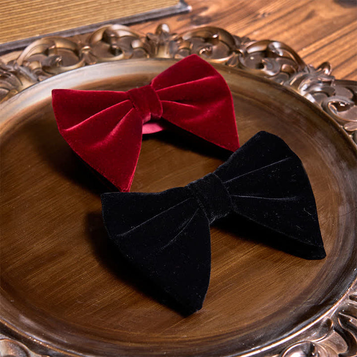 Set di 3 papillon oversize in velluto rosso della serie 3