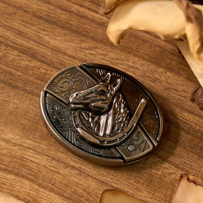 Fibbia per cintura fai da te con coltello nascosto a forma di cavallo, fibbia per fiaschetta da 3 once, set di anelli a forma di capra