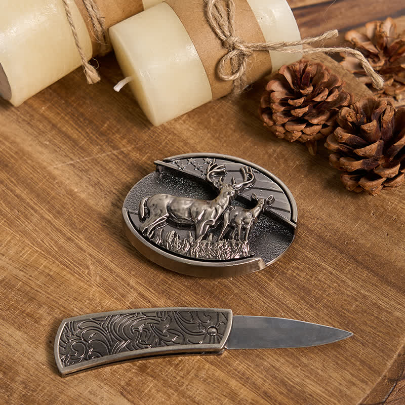 Funzionale fai da te fibbia per cintura con coltello nascosto in stile retrò Bull Ring