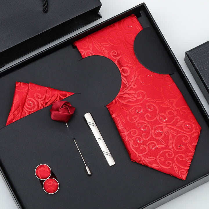 5 pezzi papillon a spirale viola/rosso da uomo in scatola regalo