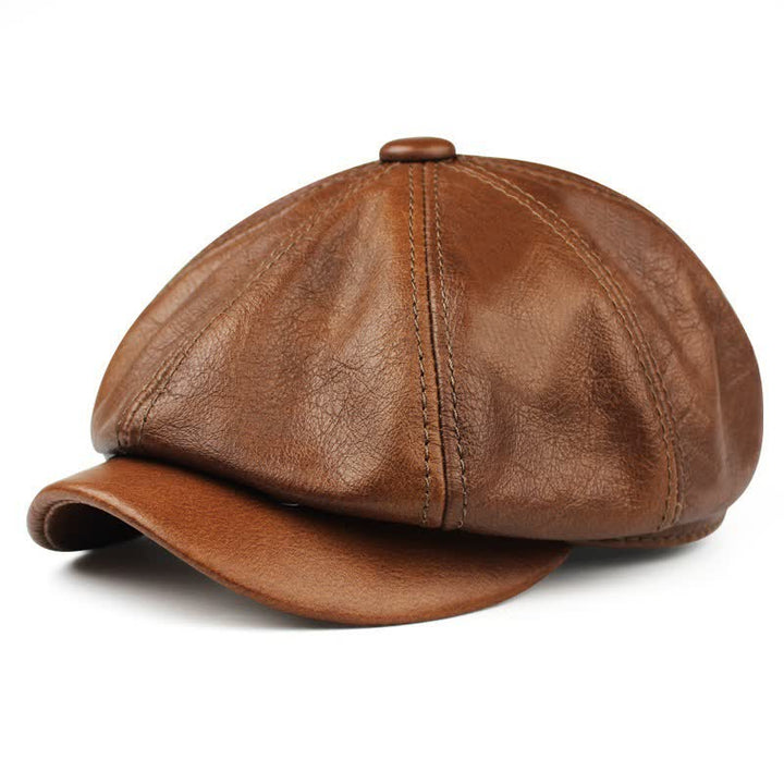 Cappello basco in pelle retrò Gatsby classico da giornalaio