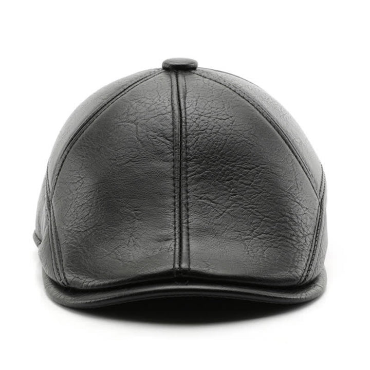 Cappello basco in pelle con paraorecchie invernali in stile tempo libero