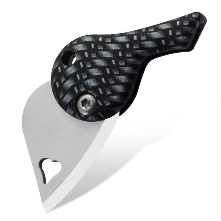 Portachiavi con coltello tascabile pieghevole a forma di cuore con lama cava