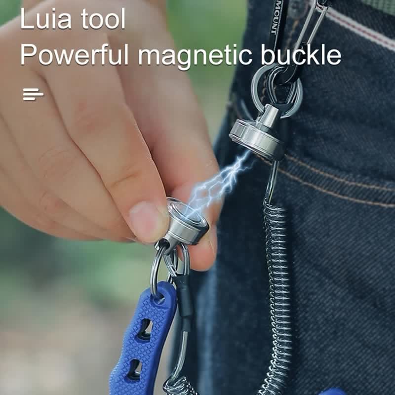 Portachiavi con supporto magnetico per rilascio rete con corda a molla