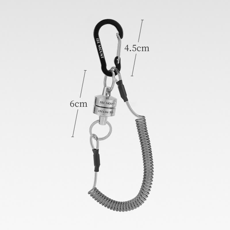 Portachiavi con supporto magnetico per rilascio rete con corda a molla