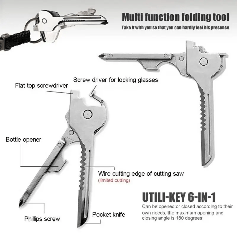 Portachiavi con pinza cacciavite affidabile multifunzionale 6 in 1