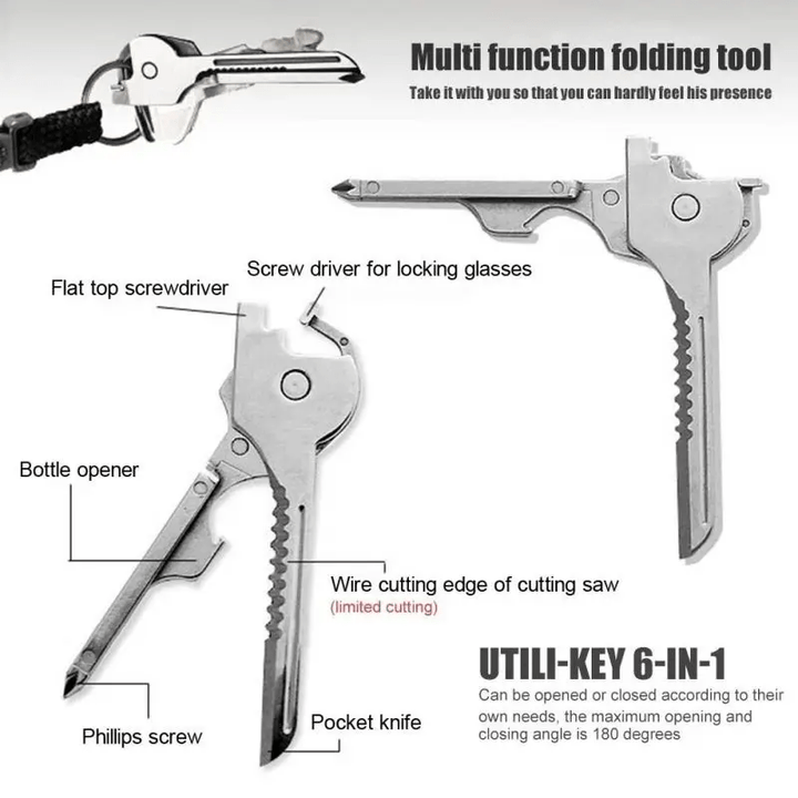 Portachiavi con pinza cacciavite affidabile multifunzionale 6 in 1