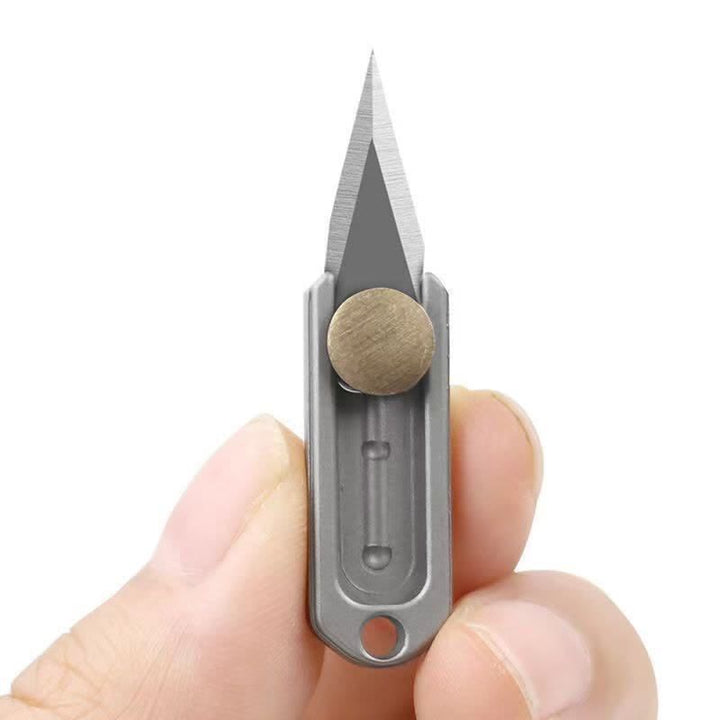 Portachiavi con lama a spinta in ottone mini EDC Tool