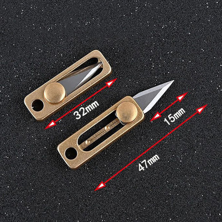 Portachiavi con lama a spinta in ottone mini EDC Tool