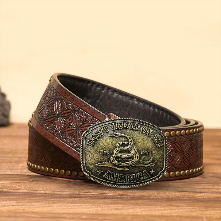 Cintura in pelle con chiusura a serpente in bronzo antico fai da te da uomo