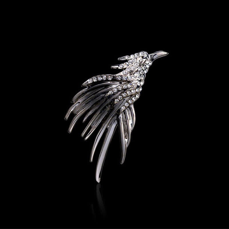 Spilla da uomo con aquila squisita e ali spiegate e strass