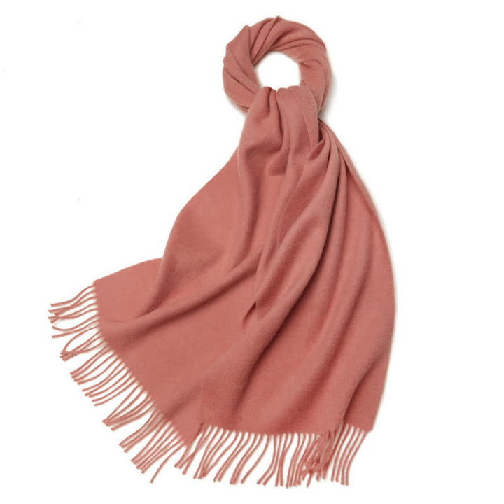 Sciarpa unisex semplice tinta unita in pura lana con frange
