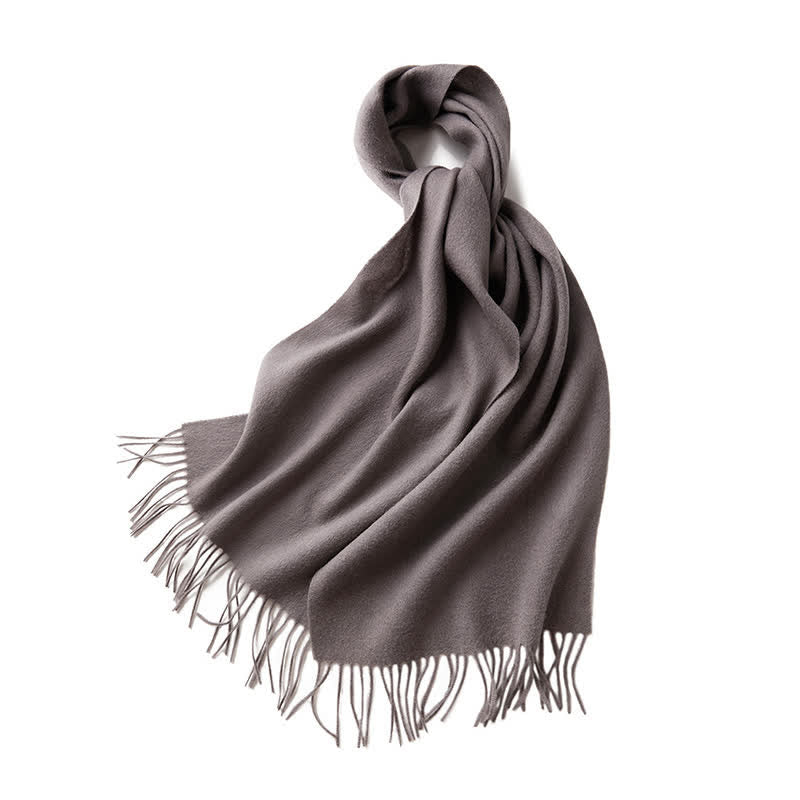 Sciarpa unisex semplice tinta unita in pura lana con frange