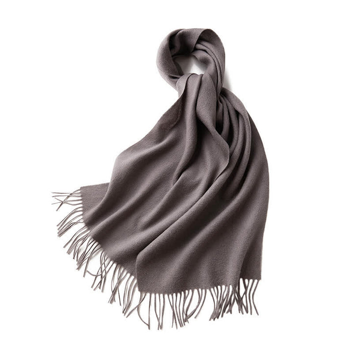Sciarpa unisex semplice tinta unita in pura lana con frange