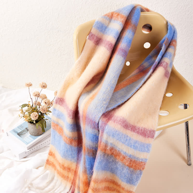 Sciarpa calda unisex classica con nappe a quadri