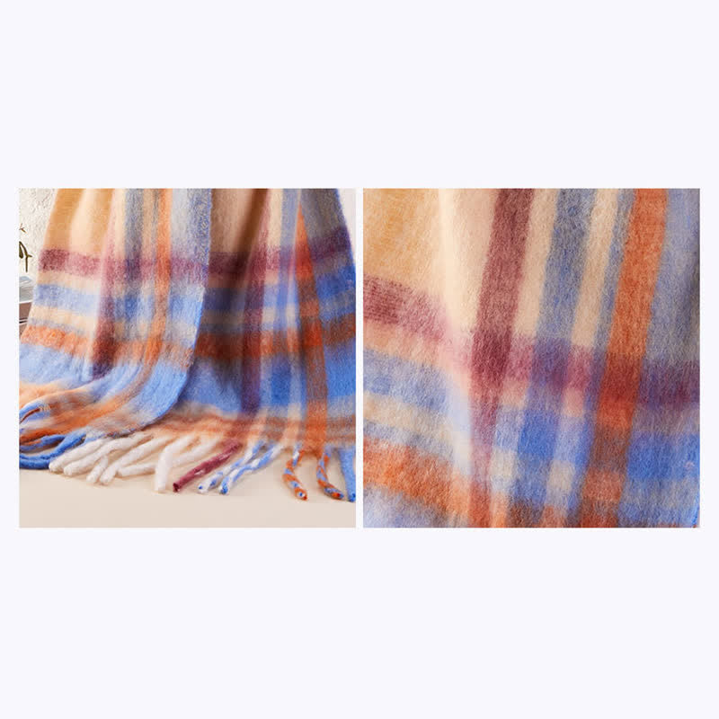 Sciarpa calda unisex classica con nappe a quadri