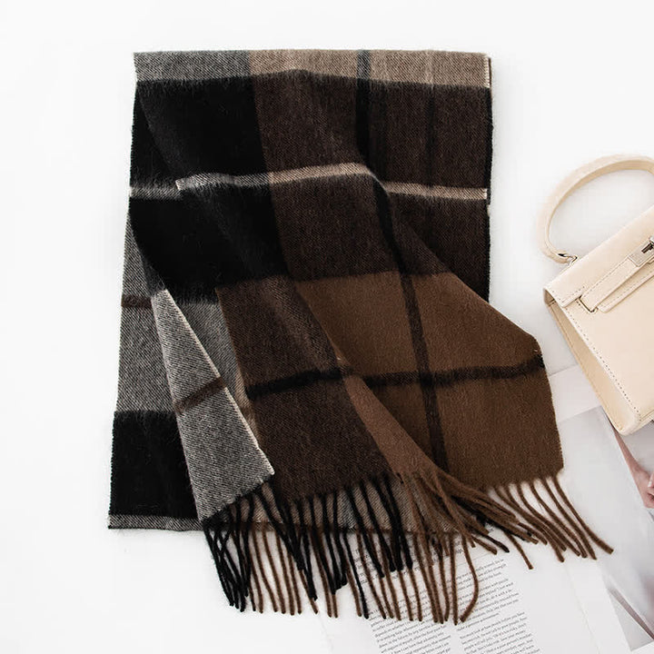 Sciarpa unisex in cashmere a quadri con blocchi di colore