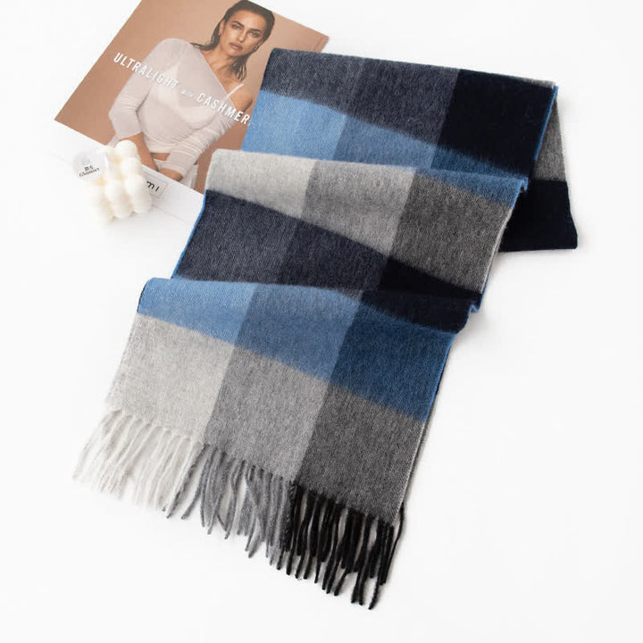 Sciarpa unisex in cashmere a quadri con blocchi di colore