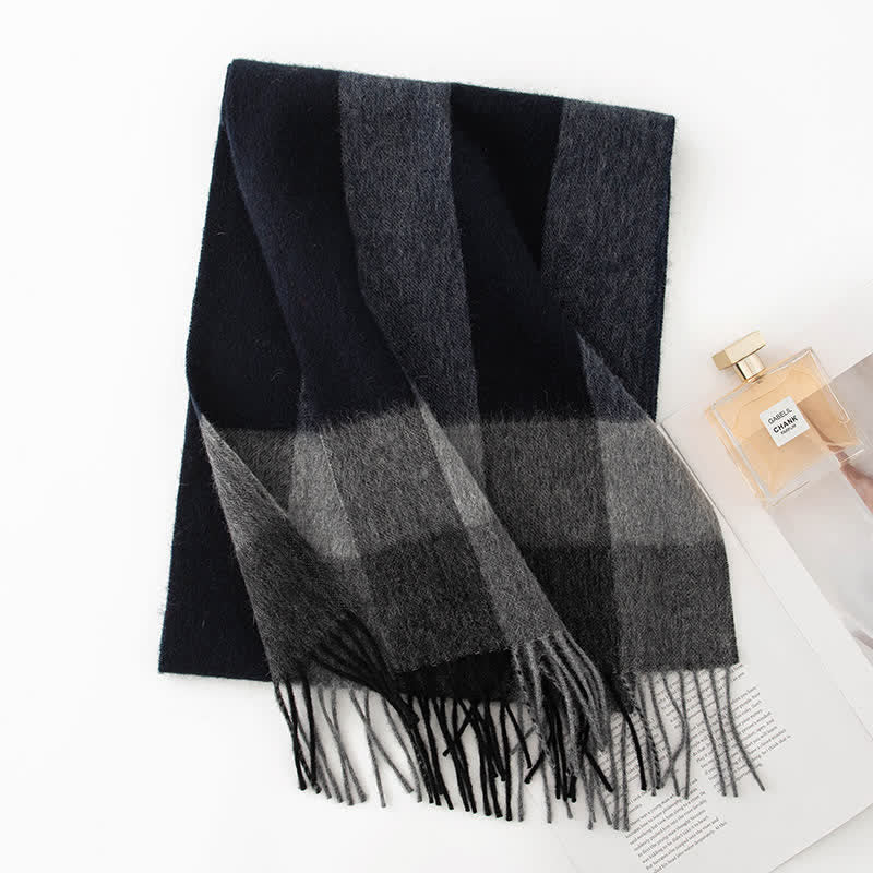 Sciarpa unisex in cashmere a quadri con blocchi di colore