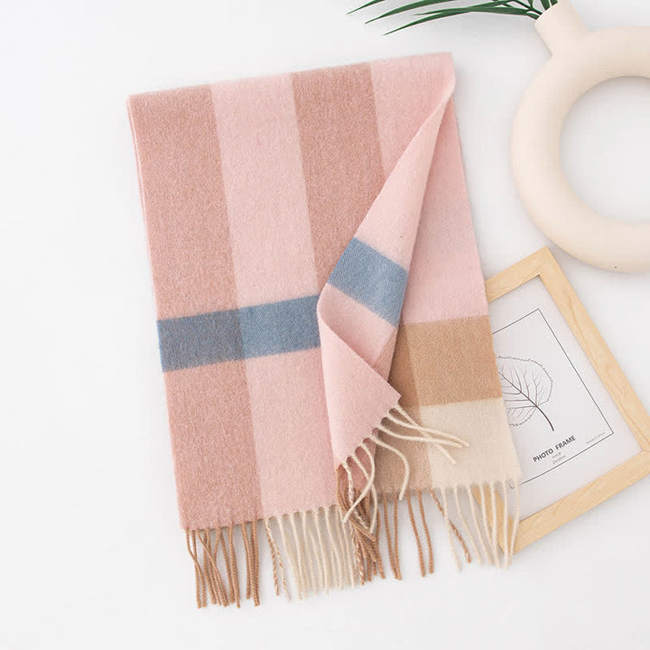 Sciarpa unisex in cashmere a quadri con blocchi di colore