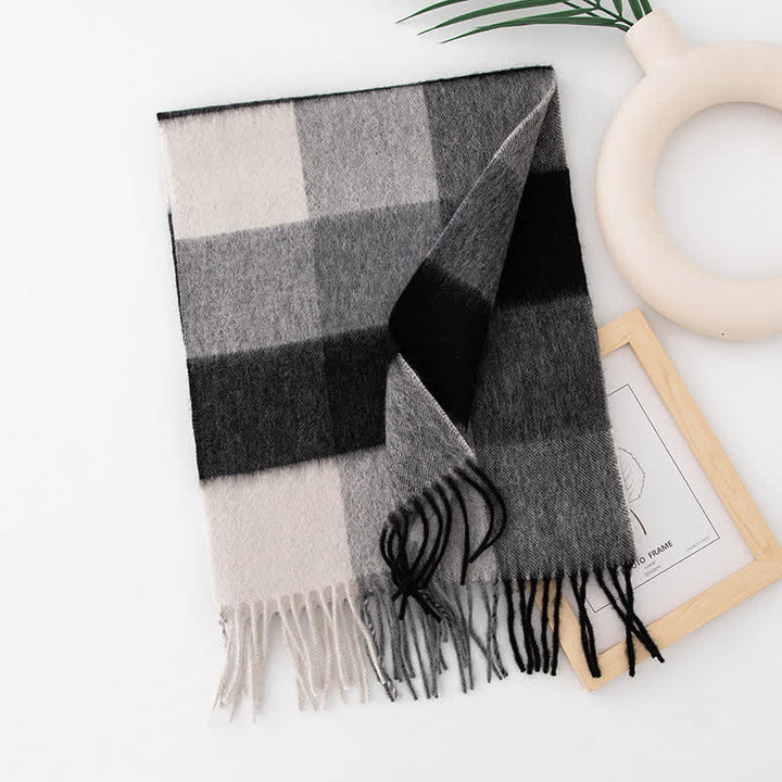 Sciarpa unisex in cashmere a quadri con blocchi di colore