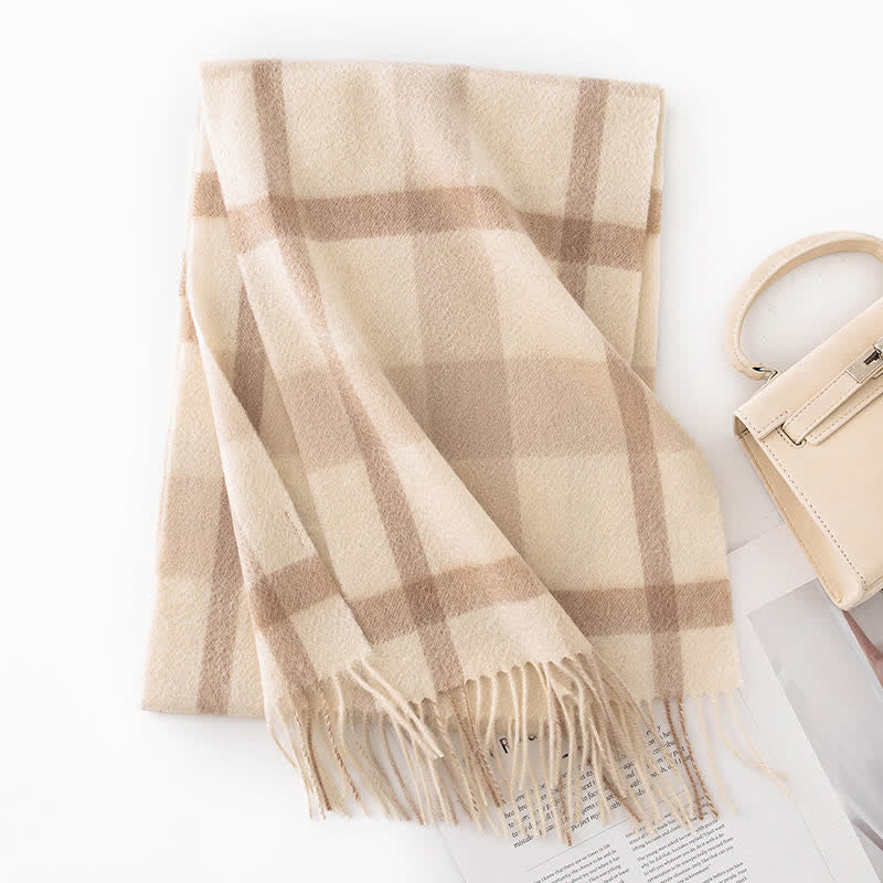 Sciarpa unisex in cashmere a quadri con blocchi di colore