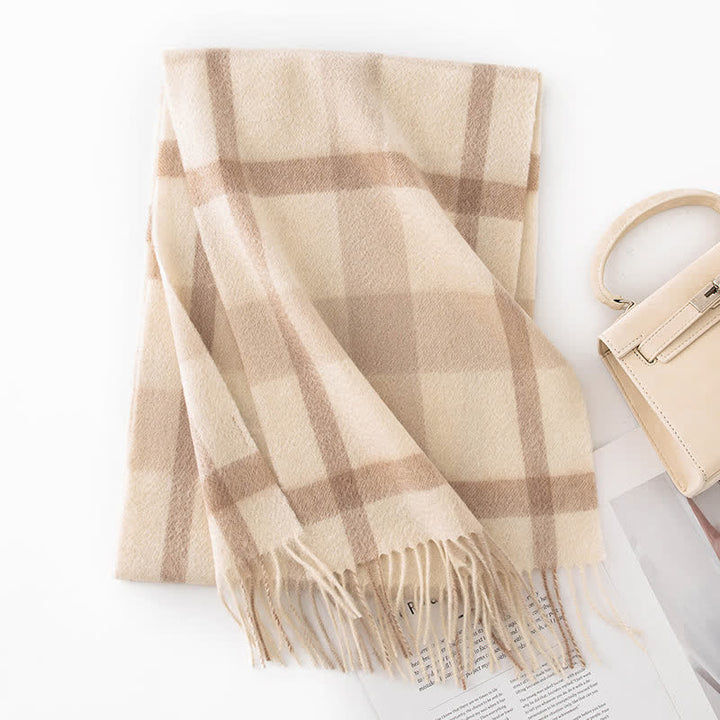 Sciarpa unisex in cashmere a quadri con blocchi di colore